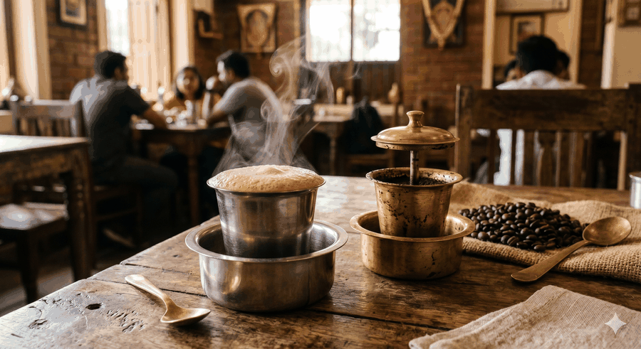 South Indian filter coffee harvesting beans